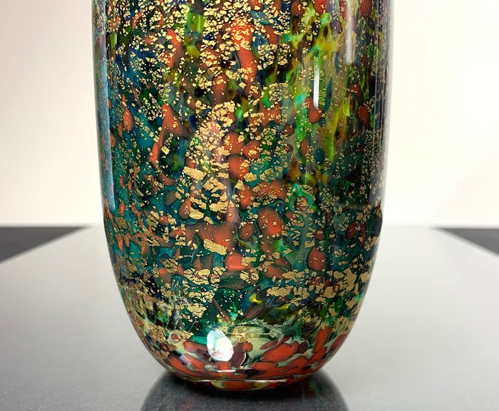 Maxence Parot - Vase - Vase unique couleurs et Or - Verre