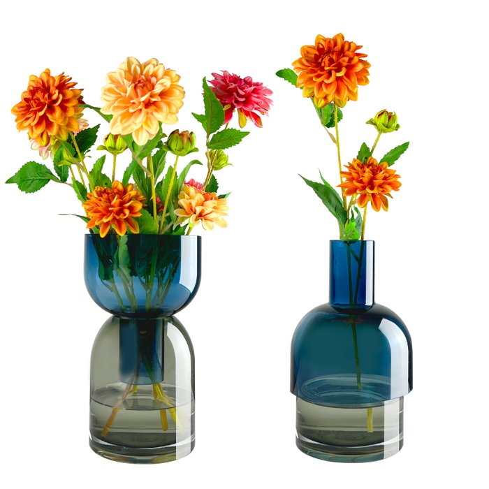 Cloudnola - Vase - Ensemble de 2 vases invertibles bleus et gris en verre coloré soufflé à la bouche - Verre