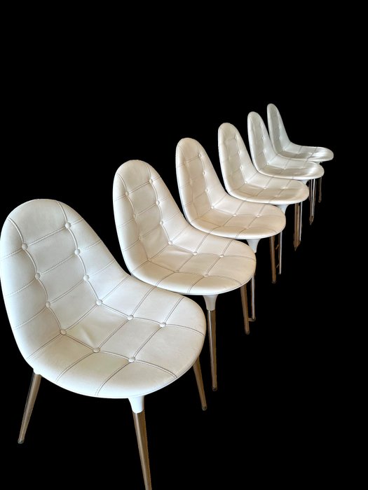 Cassina - Philippe Starck - Chaise (253462) - Acier - 6 x Chaise Caprice en cuir