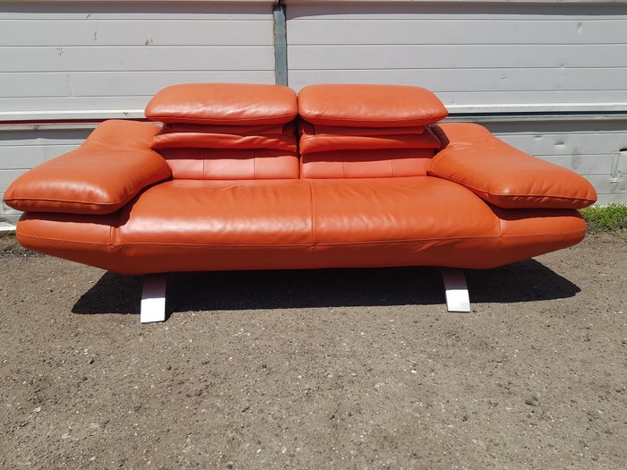 Calia Italia - Canapé - Aluminium, Cuir - Canapé en cuir orange
