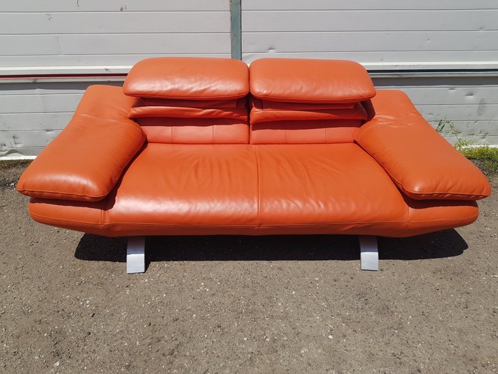 Calia Italia - Canapé - Aluminium, Cuir - Canapé en cuir orange