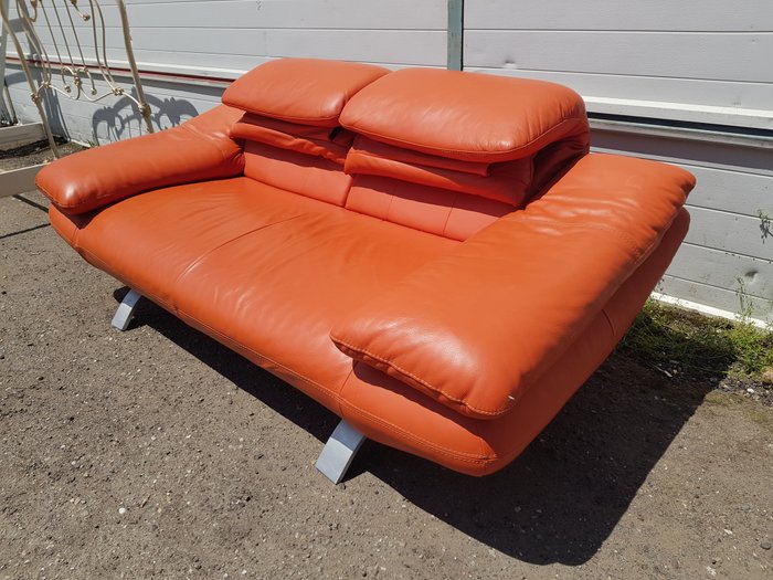 Calia Italia - Canapé - Aluminium, Cuir - Canapé en cuir orange