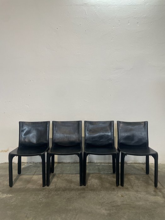 Cassina - Mario Bellini - Chaise (4) - hôtel d%27aéroport - Cuir - Pelle noire
