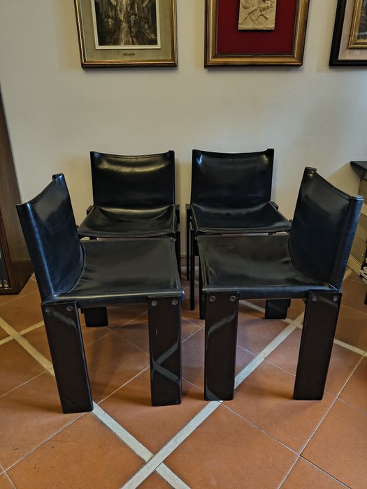 Molteni - Afra Scarpa, Tobia Scarpa - Chaise (4) - moine - Bois, Cuir
