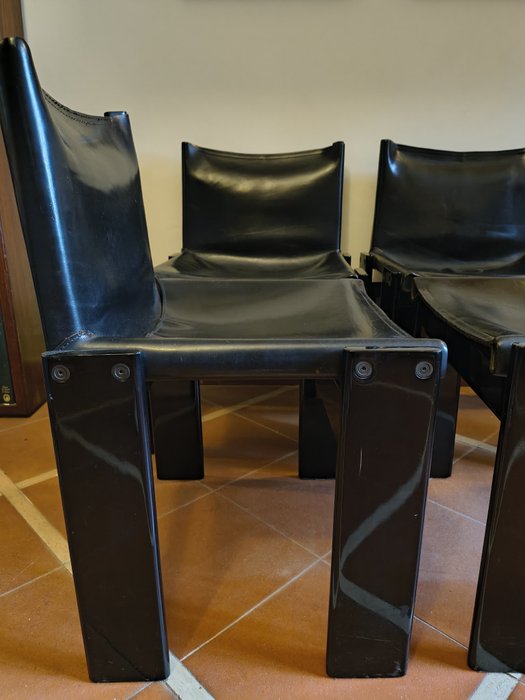 Molteni - Afra Scarpa, Tobia Scarpa - Chaise (4) - moine - Bois, Cuir