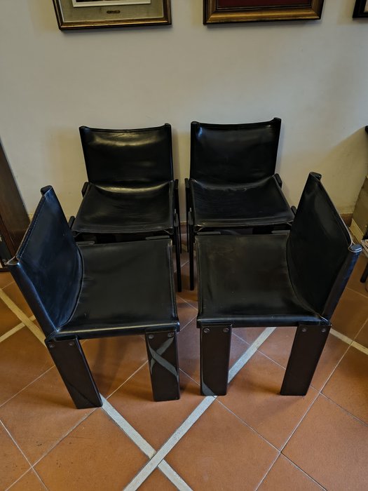 Molteni - Afra Scarpa, Tobia Scarpa - Chaise (4) - moine - Bois, Cuir