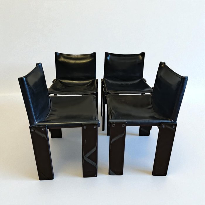 Molteni - Afra Scarpa, Tobia Scarpa - Chaise (4) - moine - Bois, Cuir