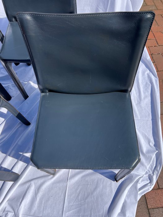 Cassina - Mario Bellini - Chaise de salle à manger (4) - CAB 412 - Acier, Cuir de cœur