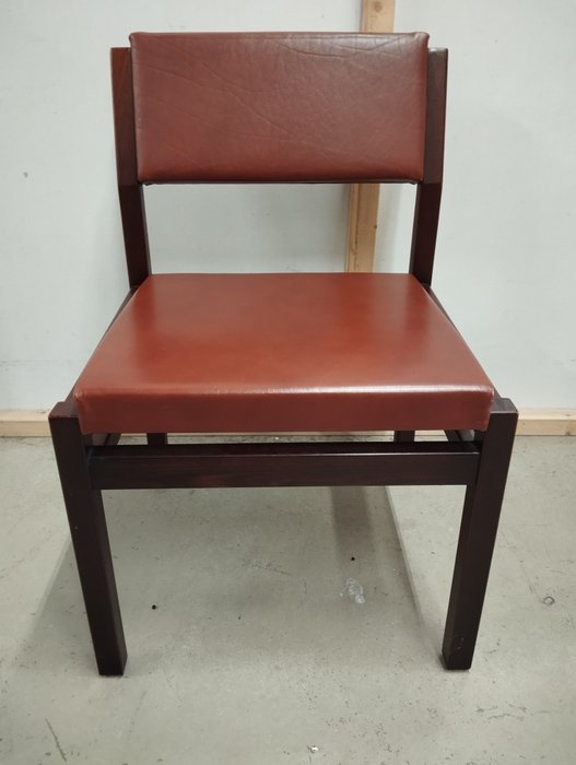 Pastoe - Chaise (6) - Bois, Cuir - 6 chaises Pastoe