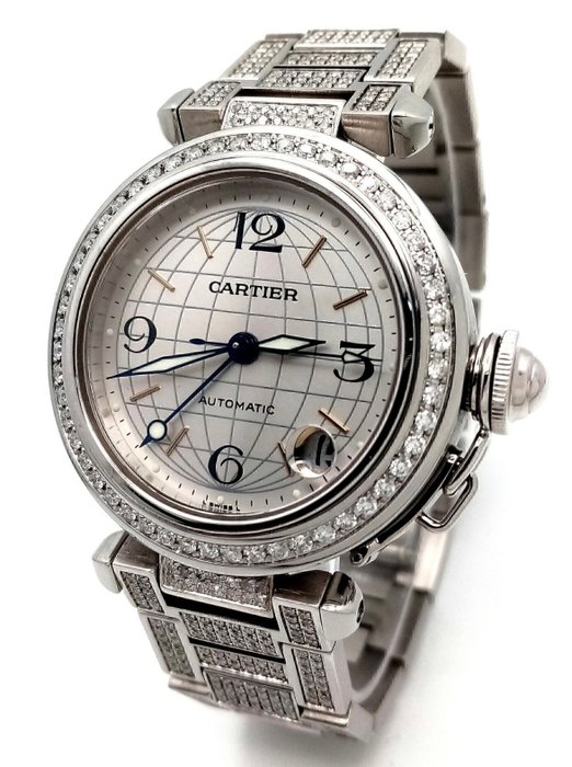 Cartier - Pasha de Cartier GMT Diamonds - 2377 - Unisexe - 2000-2010