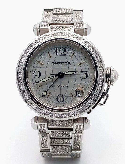 Cartier - Pasha de Cartier GMT Diamonds - 2377 - Unisexe - 2000-2010