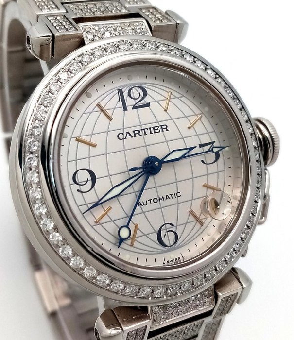 Cartier - Pasha de Cartier GMT Diamonds - 2377 - Unisexe - 2000-2010