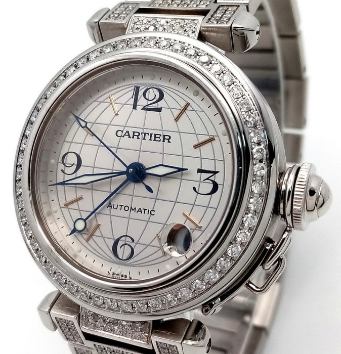 Cartier - Pasha de Cartier GMT Diamonds - 2377 - Unisexe - 2000-2010