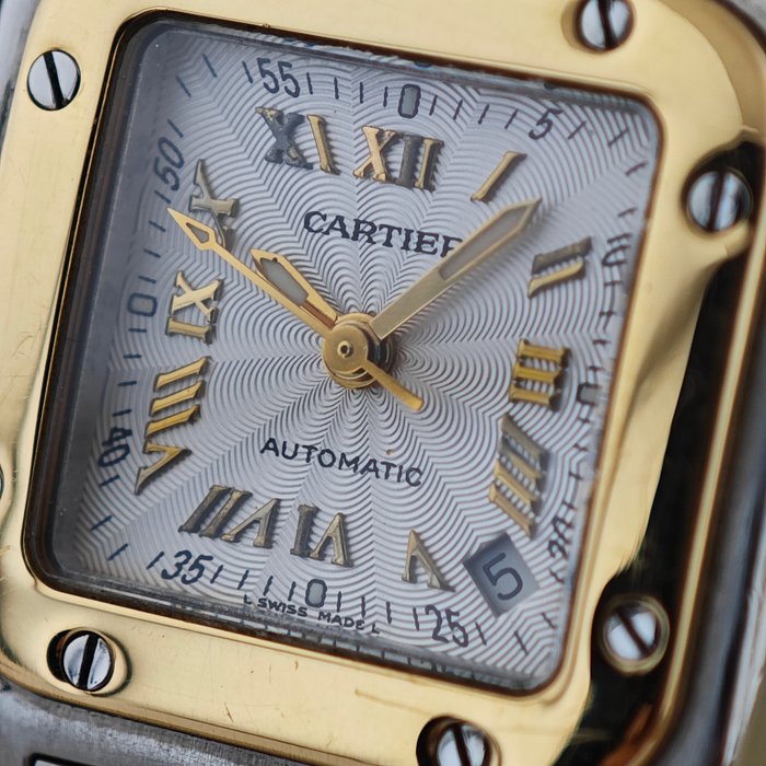 Cartier - Santos Galbée Guilloche & Millenium Dial Date - Sans Prix de Réserve - Ref. 2423 - Femme - 2000-2010