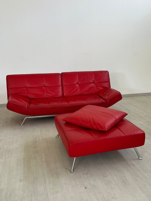 Ligne Roset - Mourgue Pascal - Canapé (3) - famille - Cuir, Métal - Canapé, pouf, coussin