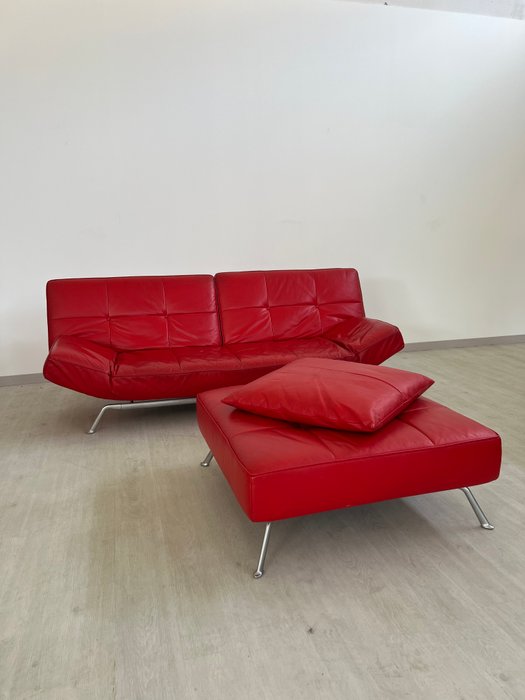 Ligne Roset - Mourgue Pascal - Canapé (3) - famille - Cuir, Métal - Canapé, pouf, coussin
