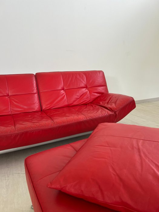 Ligne Roset - Mourgue Pascal - Canapé (3) - famille - Cuir, Métal - Canapé, pouf, coussin
