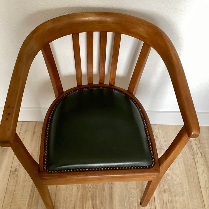 Thonet - Chaise - Hêtre - Fauteuil, assise en cuir