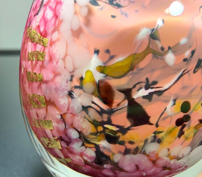 Maxence Parot - Vase - Vase unique Opaline couleurs et Or - Verre