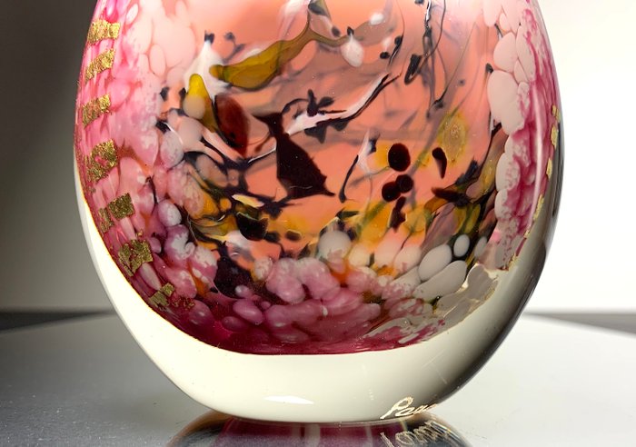 Maxence Parot - Vase - Vase unique Opaline couleurs et Or - Verre