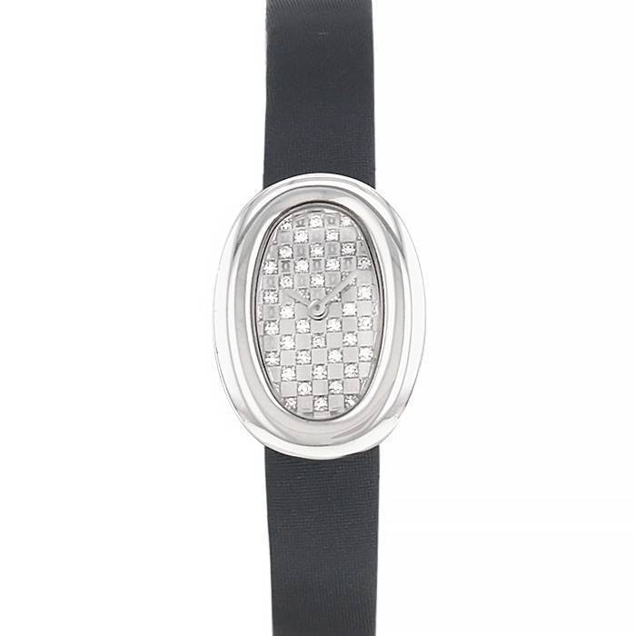 Montre Cartier Baignoire Joaillerie mini en or blanc Ref: 2369 Vers