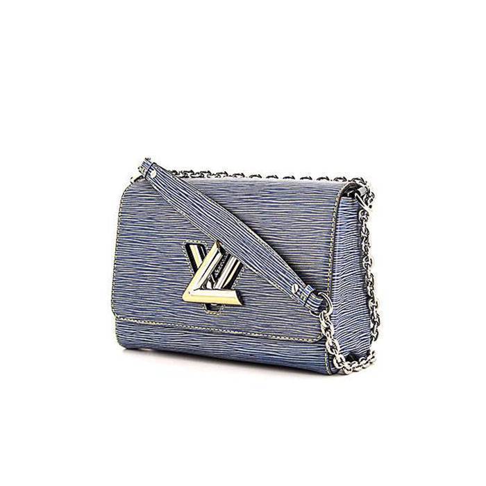 Sac à main Louis Vuitton Twist moyen modèle en cuir épi bleu-jean