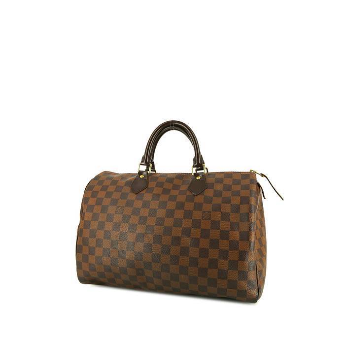 Sac à main Louis Vuitton Speedy 35 en toile damier ébène et cuir