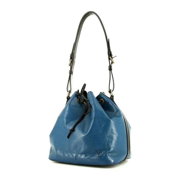Sac à main Louis Vuitton petit Noé en cuir épi bleu et cuir noir