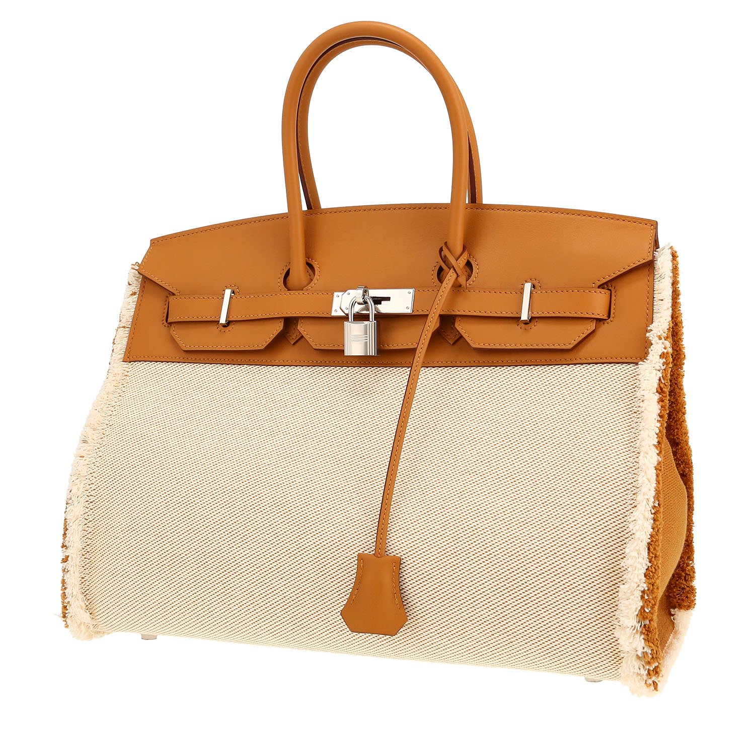 Hermès Birkin 35 cm Fray Fray en toile beige et cuir Sésame – 2022
