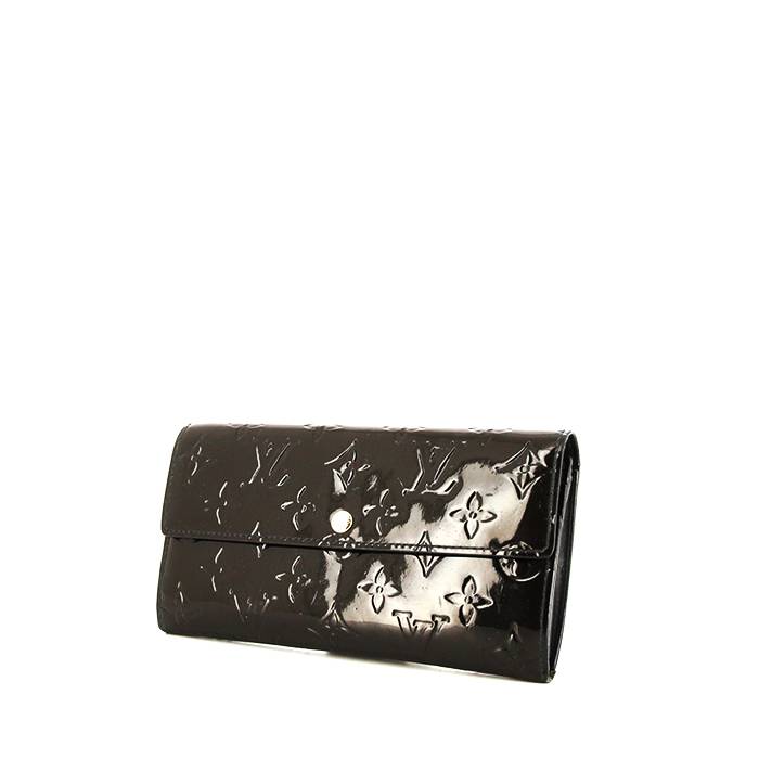 Portefeuille Louis Vuitton Sarah en cuir verni monogram bleu-foncé