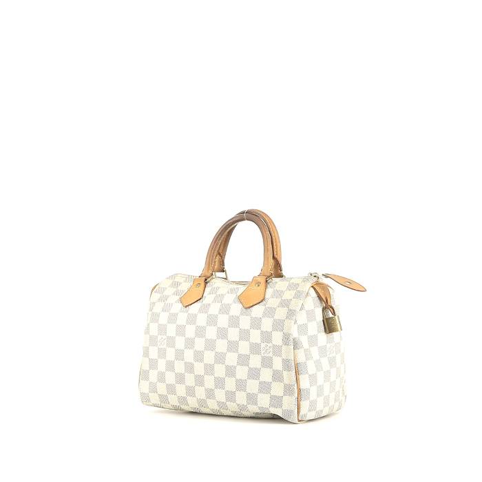 Sac à main Louis Vuitton Speedy 25 en toile damier azur et cuir