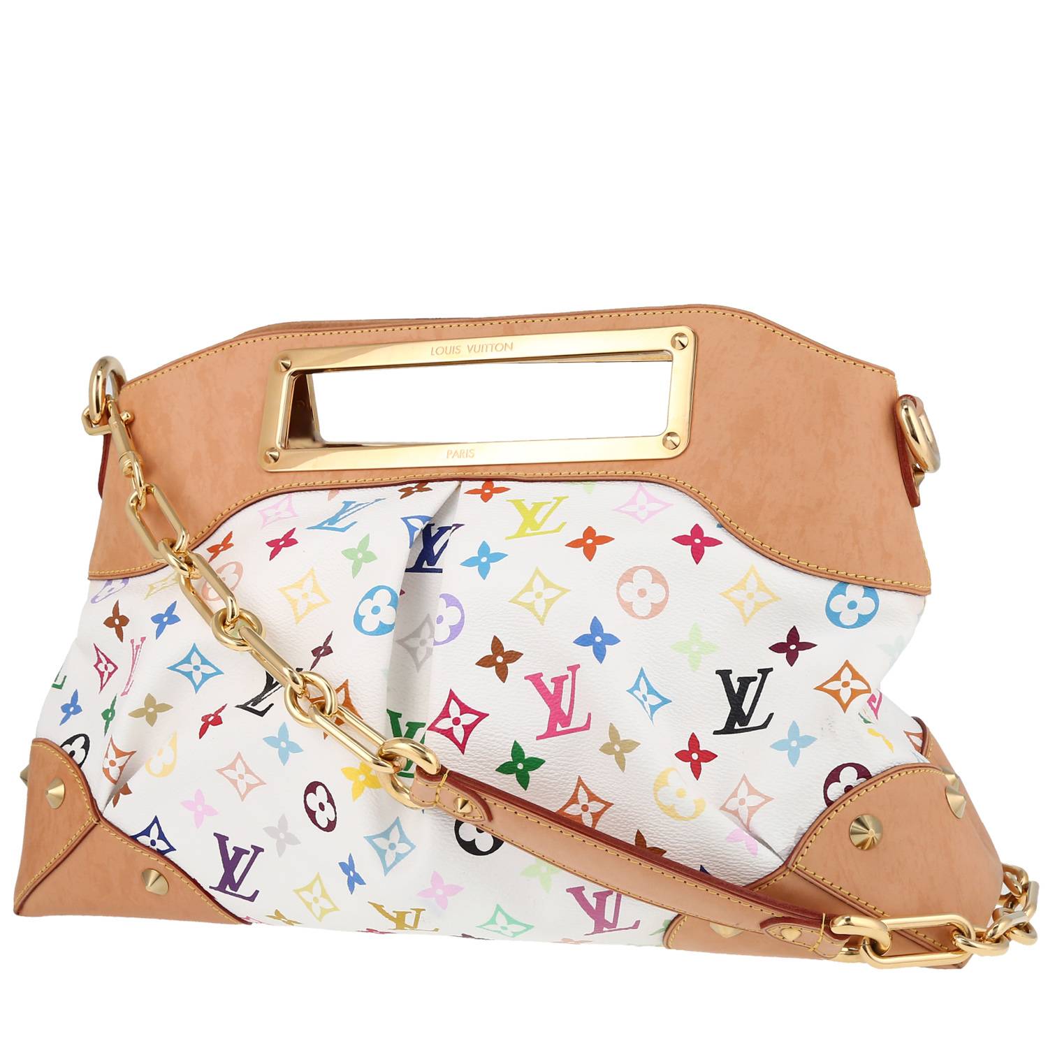 Sac à main Louis Vuitton Judy en toile monogram multicolore blanche