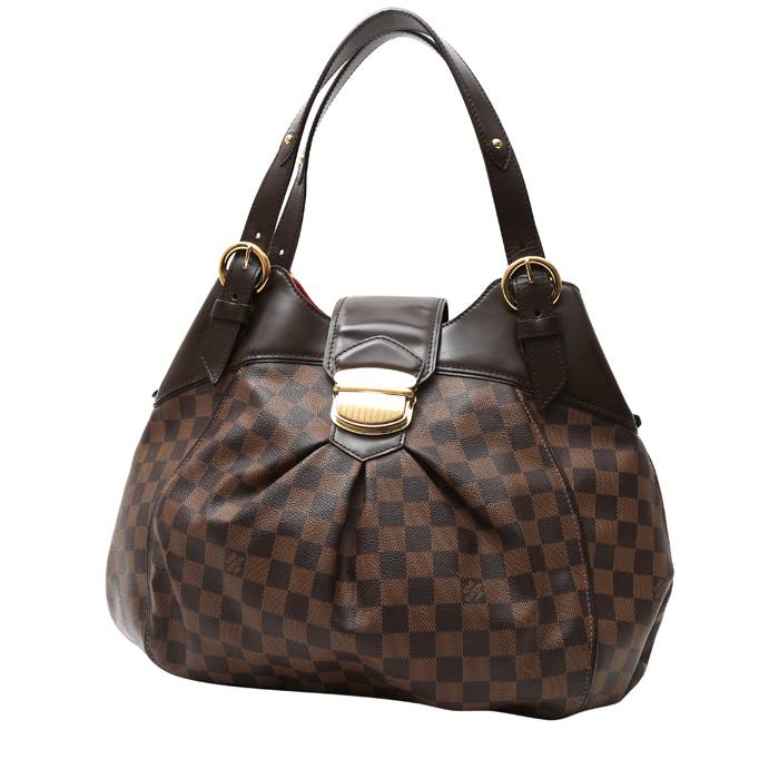 Sac à main Louis Vuitton Sistina en toile damier ébène et cuir