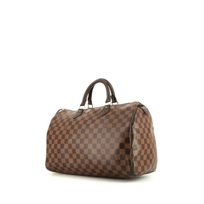 Sac à main Louis Vuitton Speedy 35 en toile damier ébène et cuir