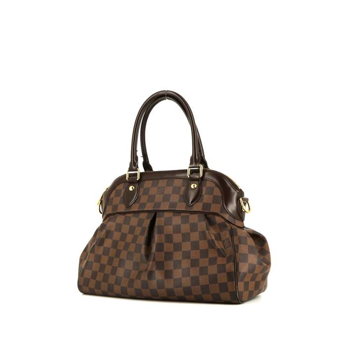 Sac à main Louis Vuitton Trevi en toile damier ébène et cuir