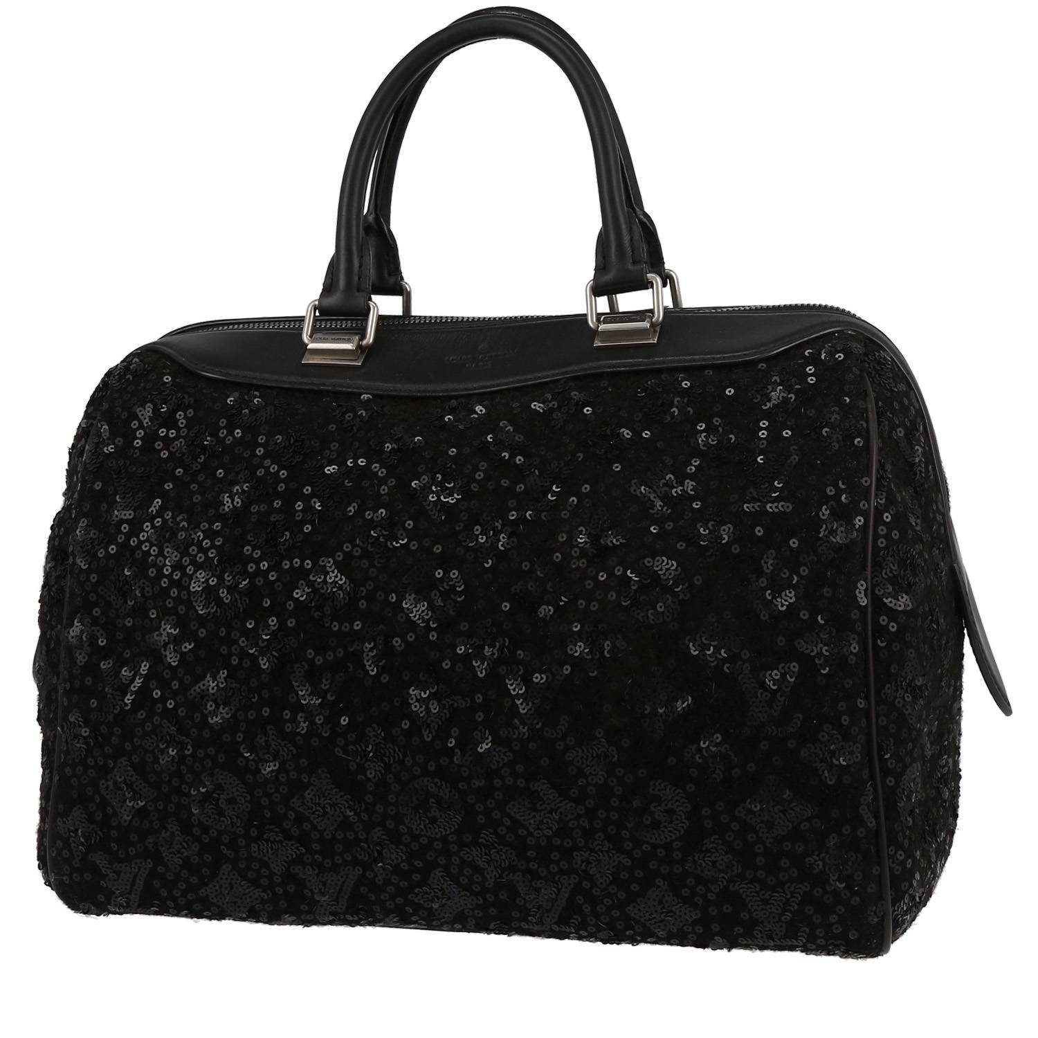 Sac à main Louis Vuitton Speedy Editions Limitées en sequin noir et