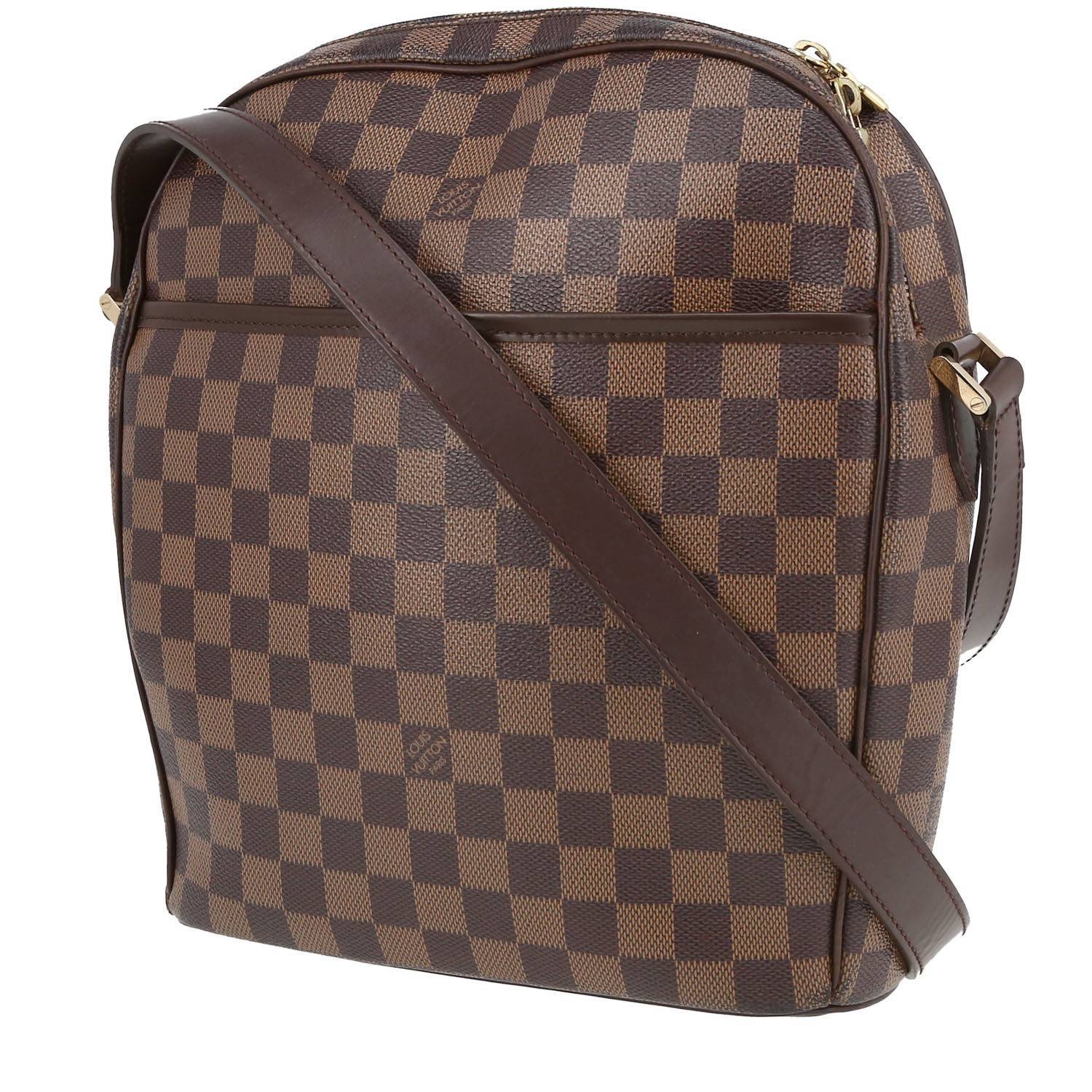 Sac à main Louis Vuitton Ipanema en toile damier ébène et cuir