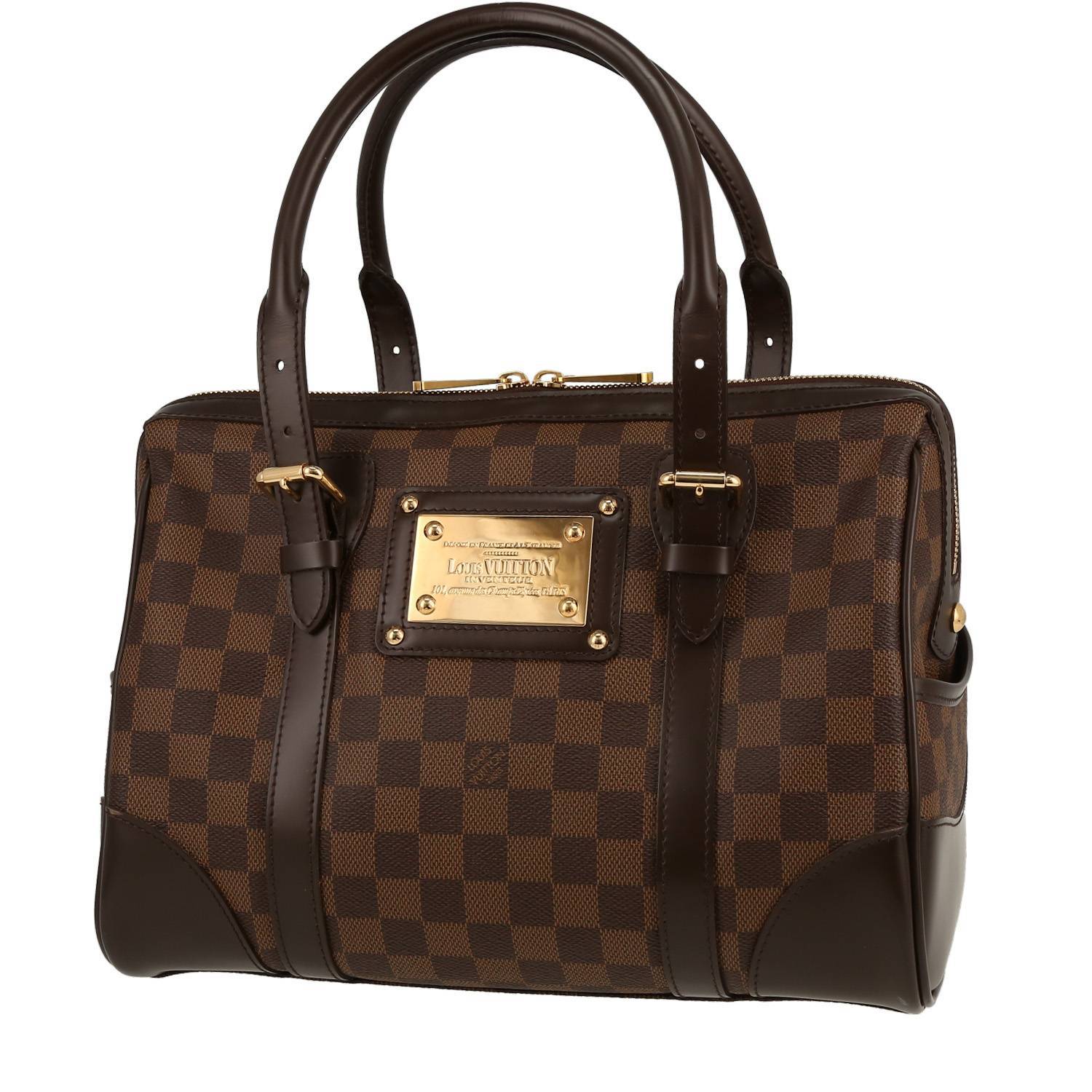 Sac à main Louis Vuitton Berkeley en toile damier ébène et cuir