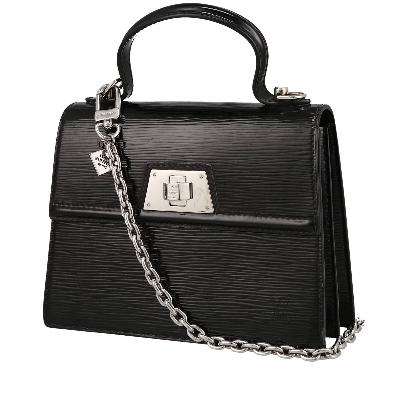 Sac à main Louis Vuitton Sévigné en cuir épi verni noir