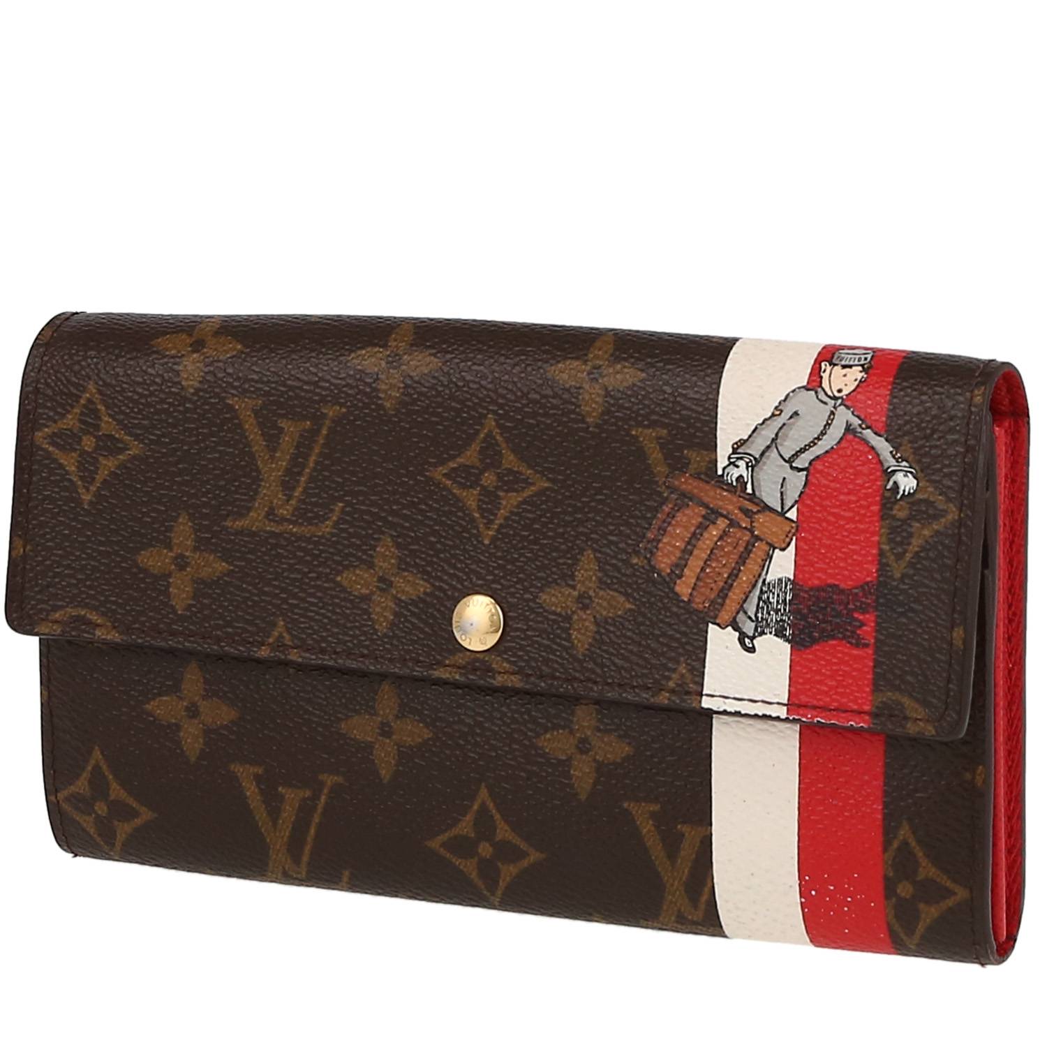 Portefeuille Louis Vuitton Sarah en toile monogram enduite marron