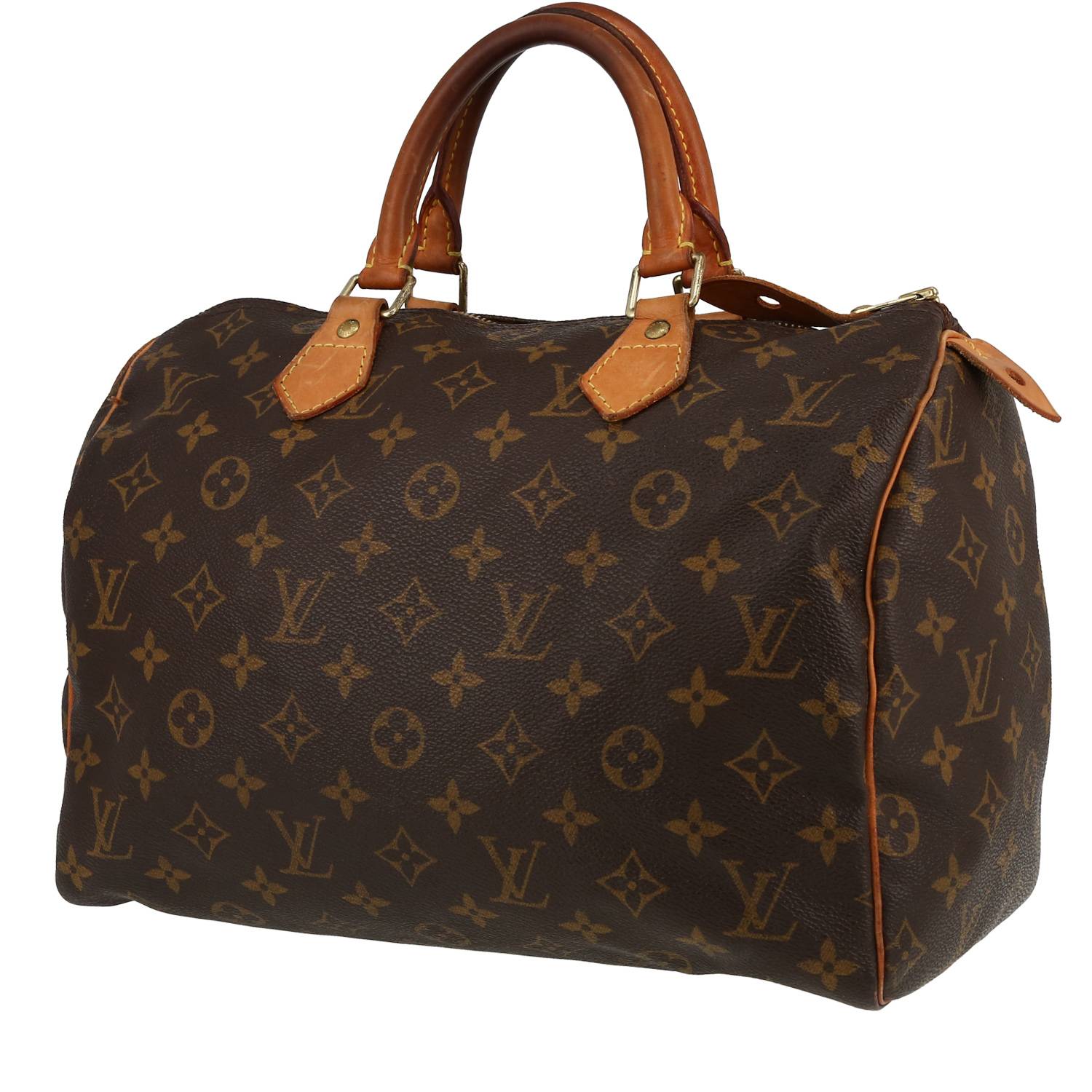 Sac à main Louis Vuitton Speedy 30 en toile monogram marron et cuir