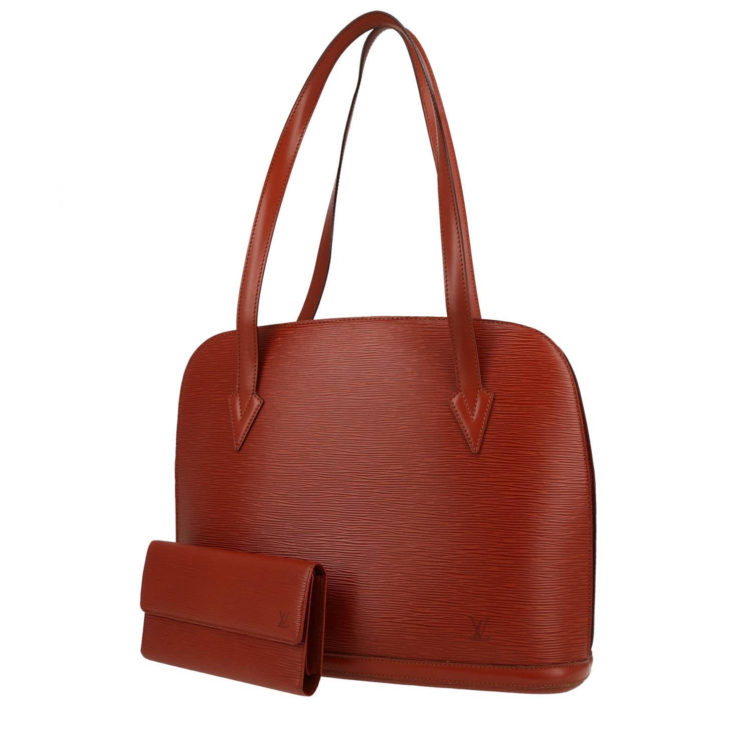 Sac à main Louis Vuitton Lussac en cuir épi marron