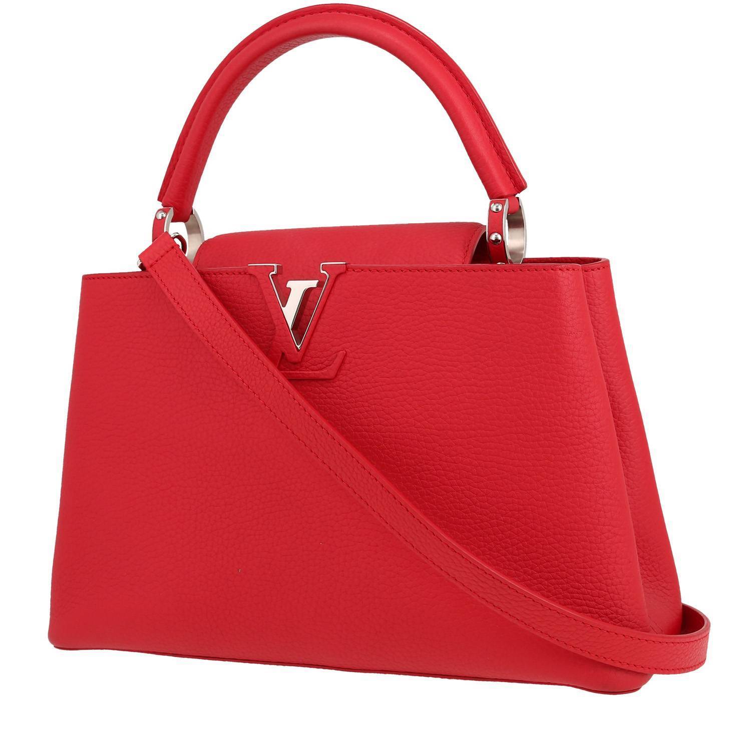 Sac à main Louis Vuitton Capucines MM en cuir grainé rouge