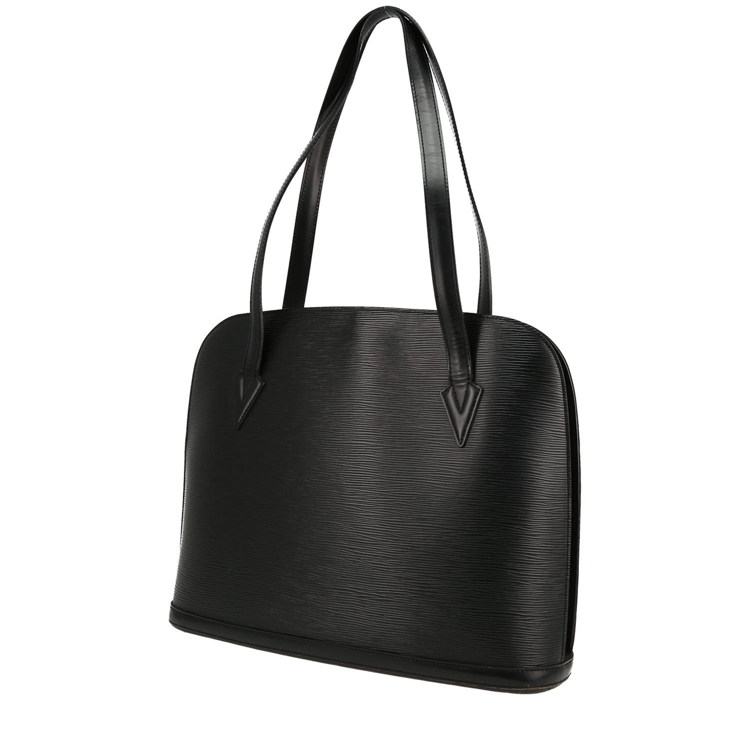 Sac à main Louis Vuitton Lussac en cuir épi noir en bon état, avec