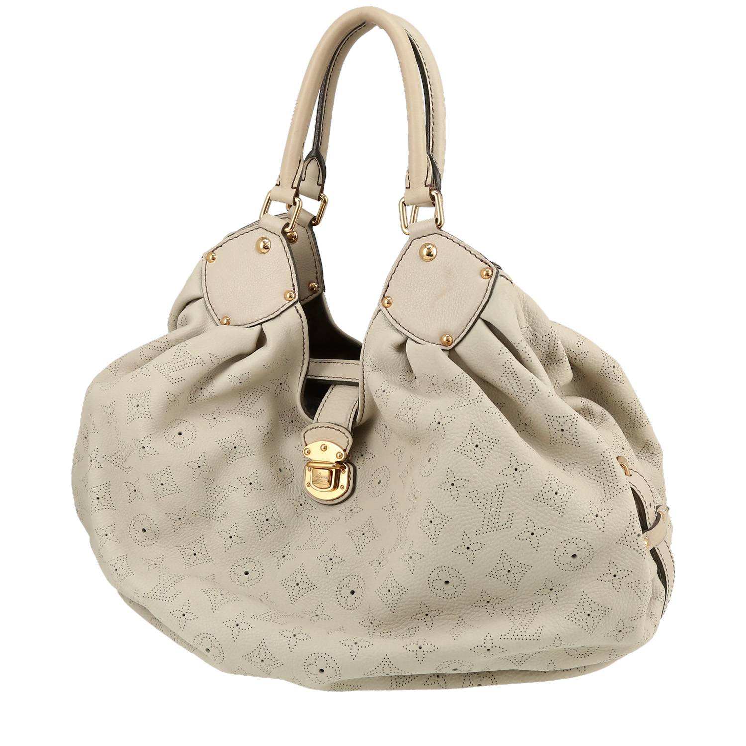 Sac à main Louis Vuitton L en cuir Mahina beige