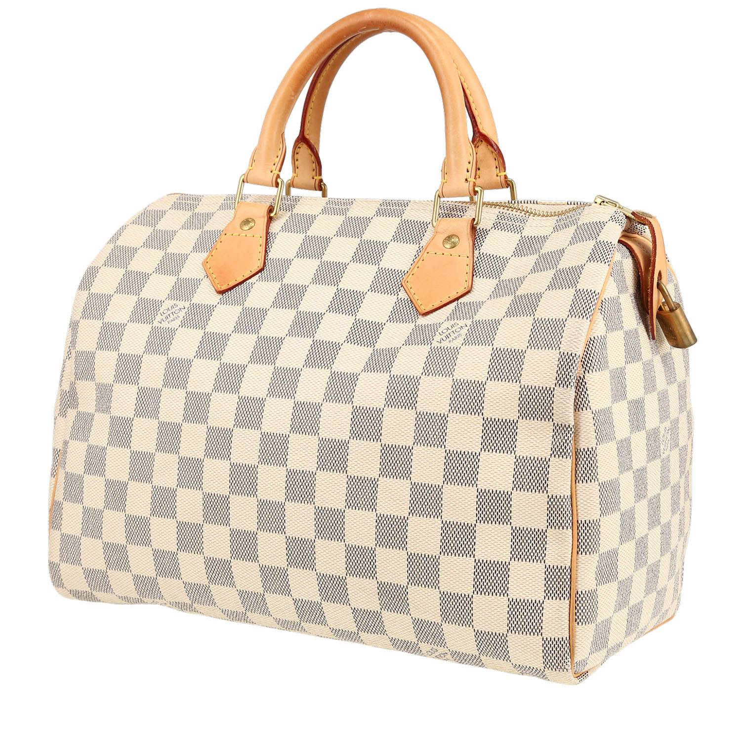 Sac à main Louis Vuitton Speedy 30 en toile damier azur et cuir