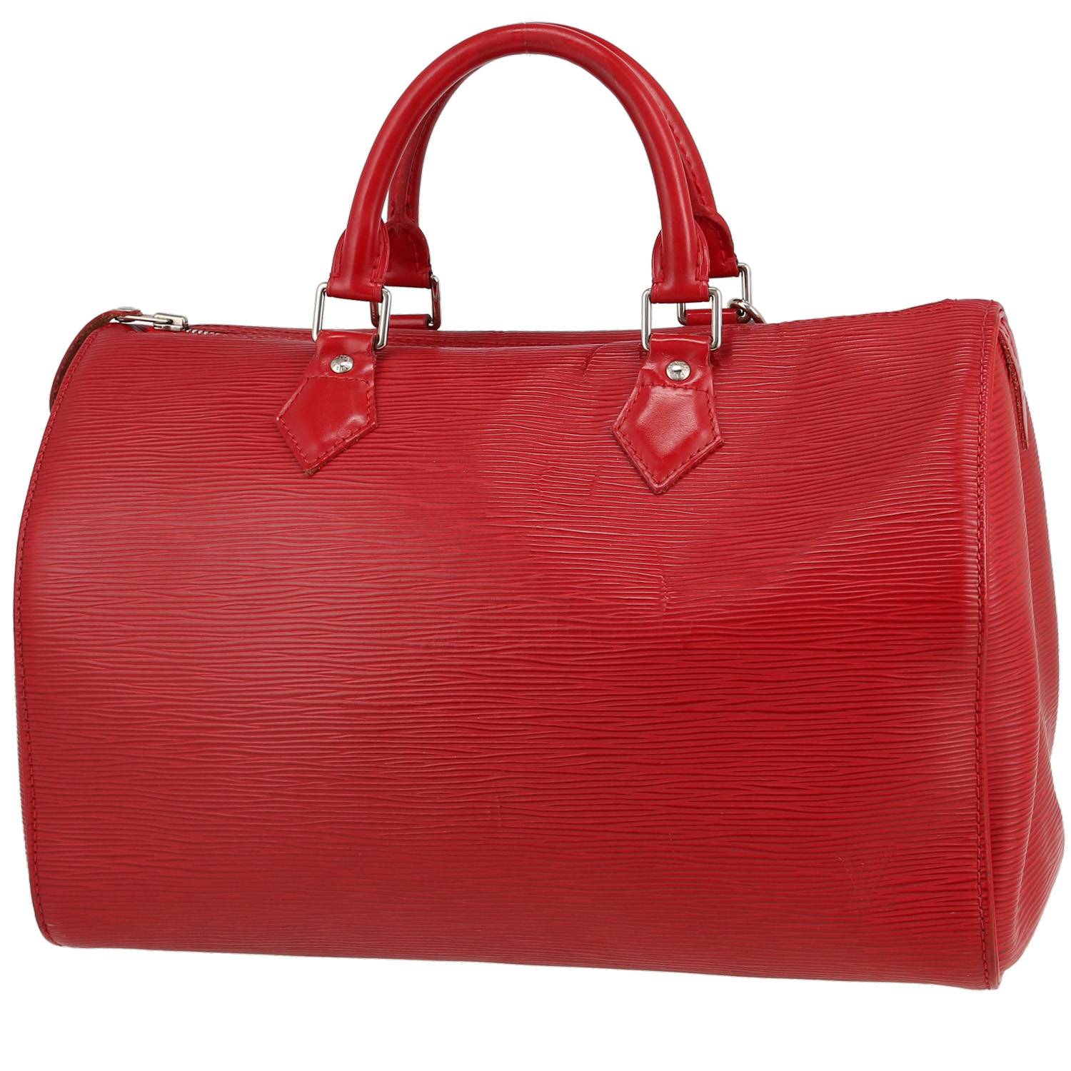 Sac à main Louis Vuitton Speedy 35 en cuir épi rouge