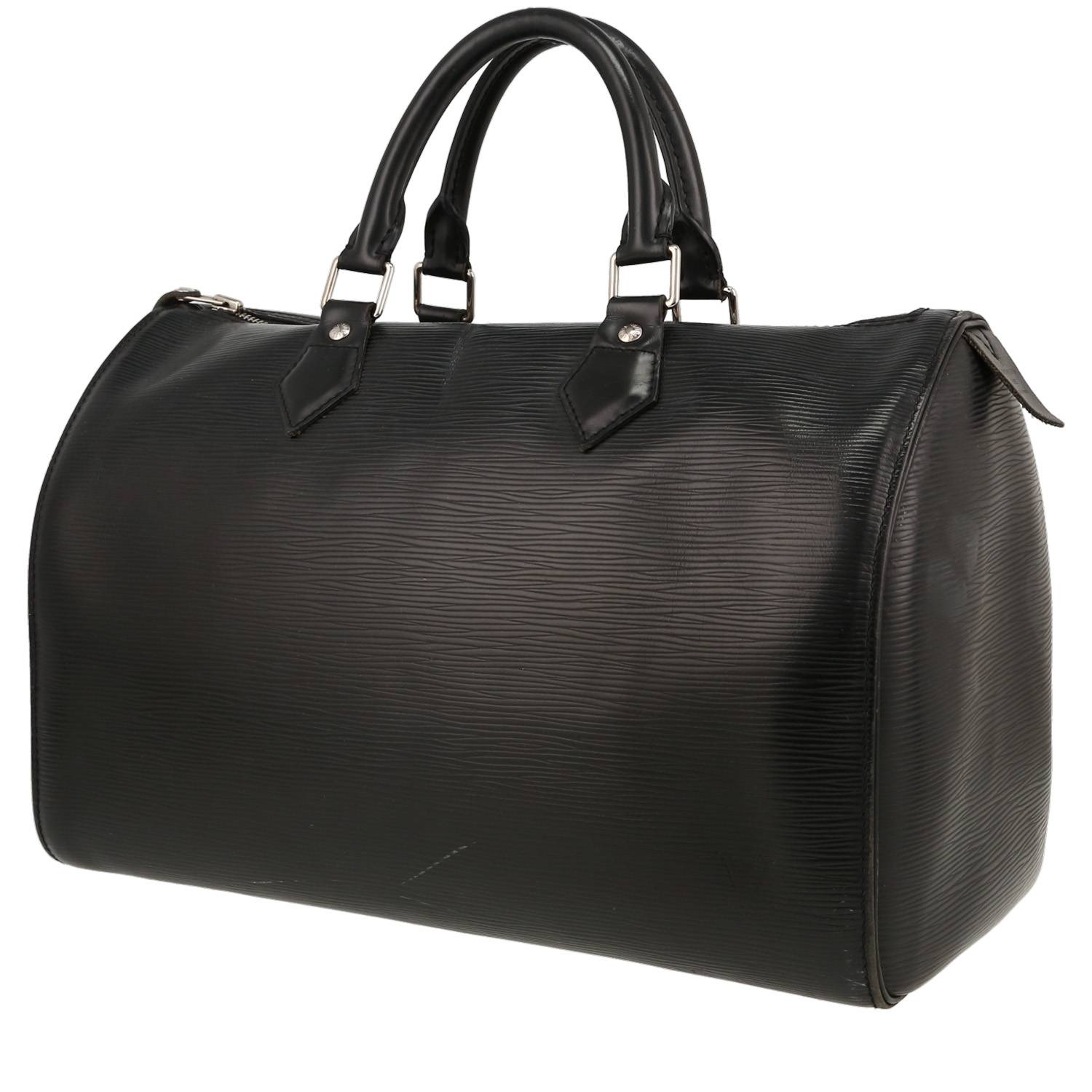 Sac à main Louis Vuitton Speedy 35 en cuir épi noir