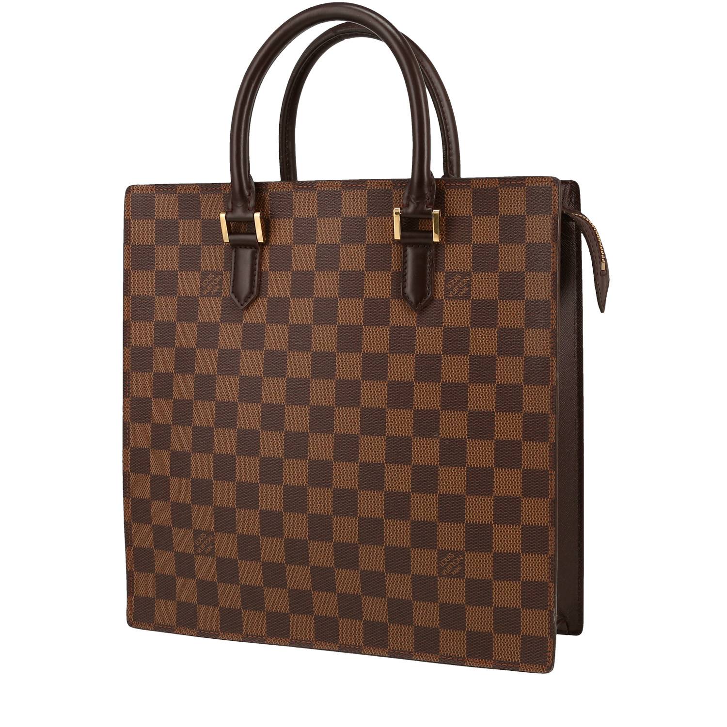 Sac à main Louis Vuitton Sac Plat en toile damier ébène et cuir