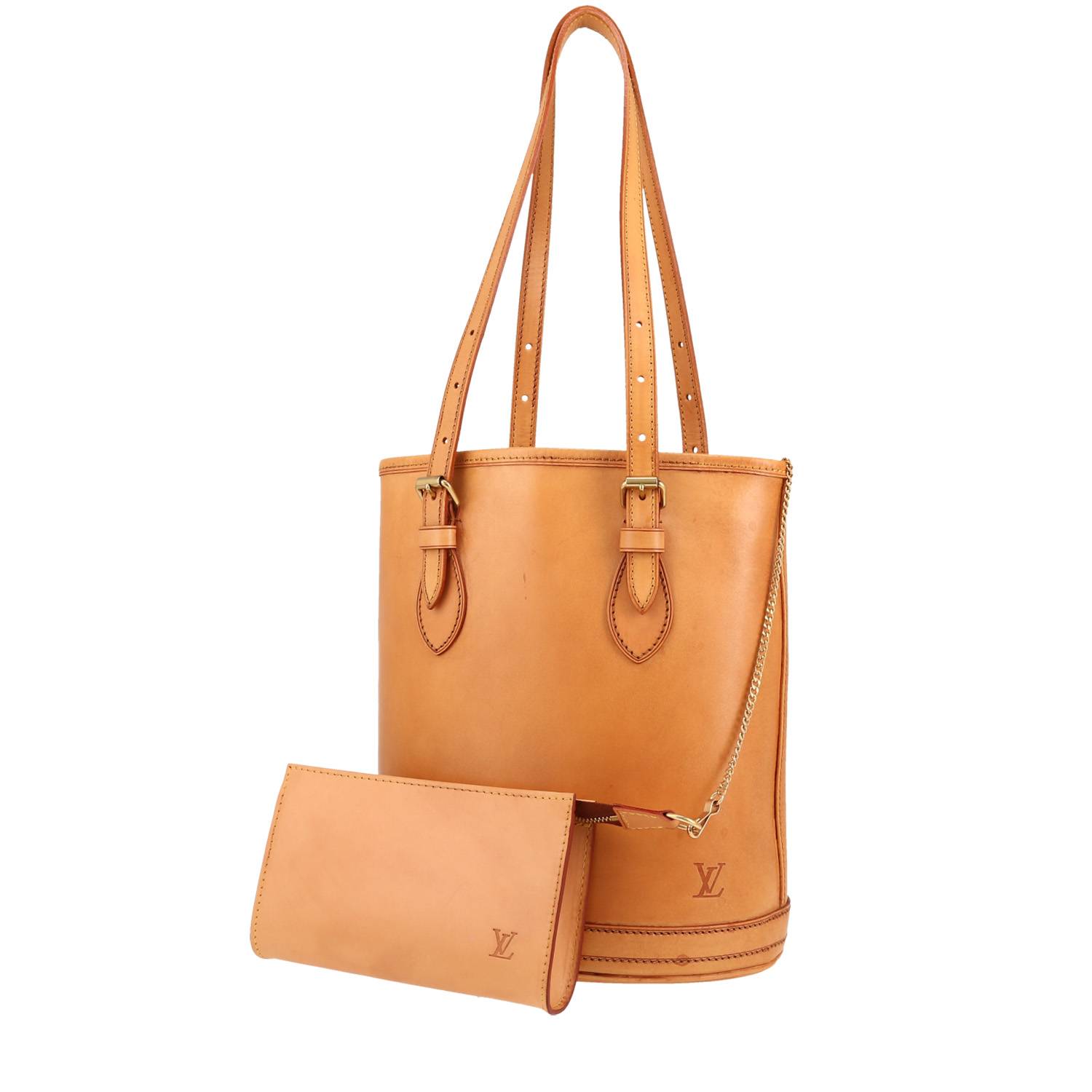 Sac à main Louis Vuitton Bucket en cuir naturel